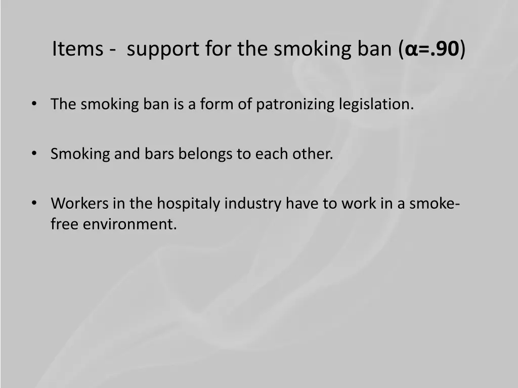 items support for the smoking ban 90