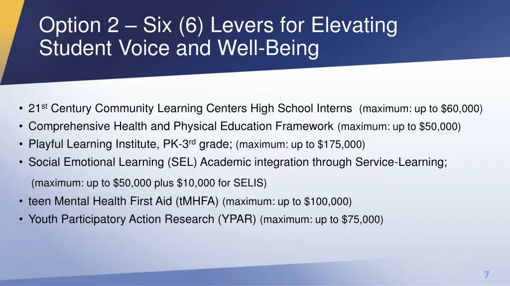 option 2 six 6 levers for elevating student voice