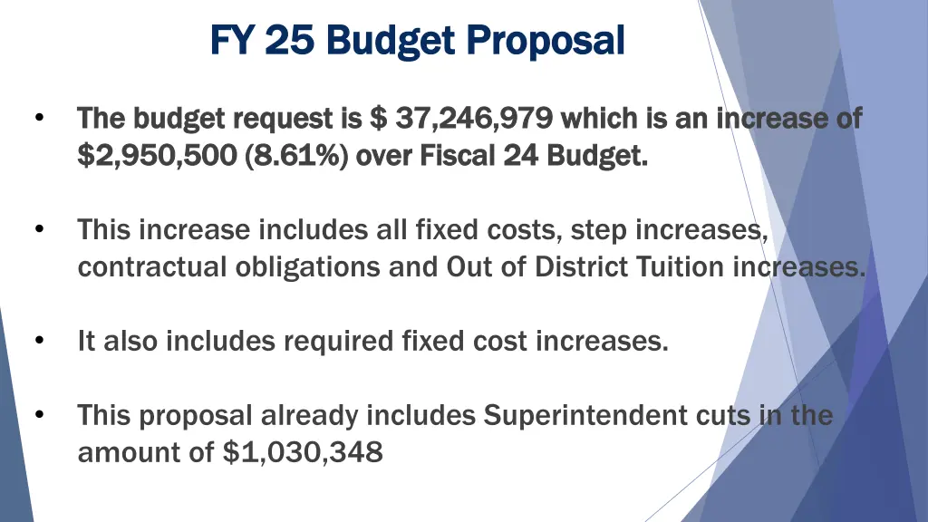 fy 25 budget proposal fy 25 budget proposal