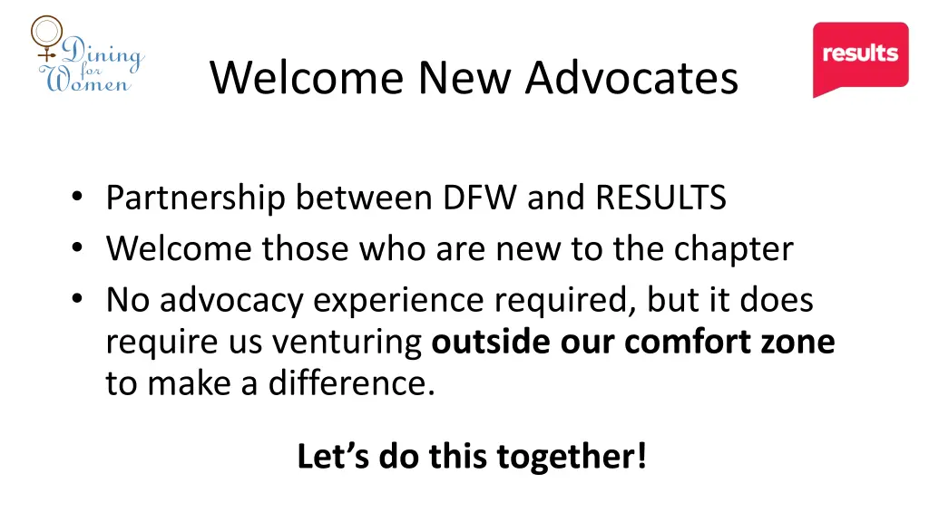 welcome new advocates