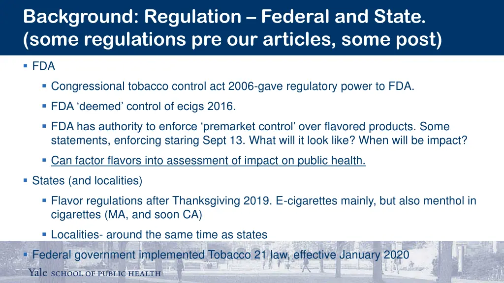 background regulation federal and state