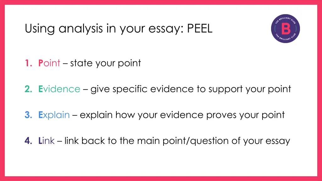 using analysis in your essay peel