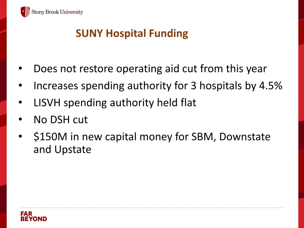 suny hospital funding