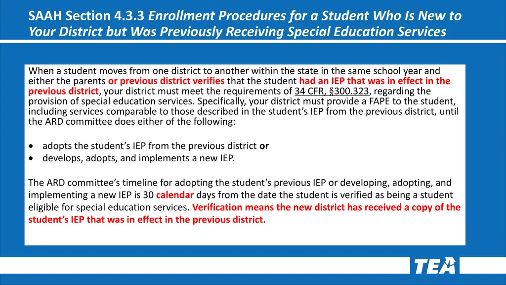 saah section 4 3 3 enrollment procedures