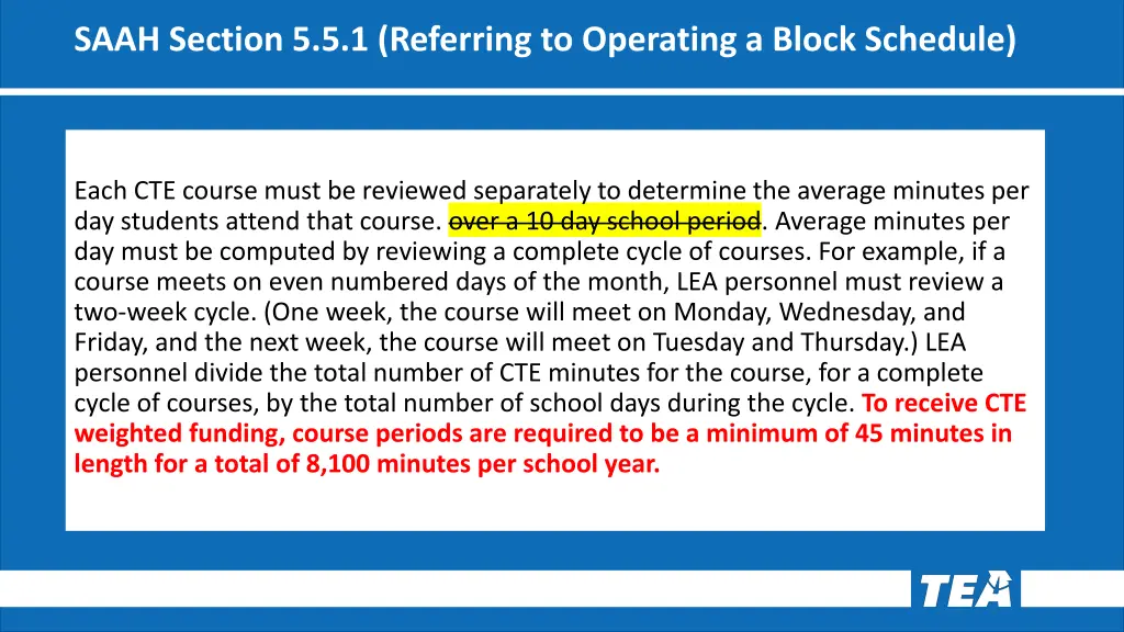 saah section 5 5 1 referring to operating a block