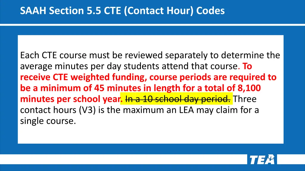 saah section 5 5 cte contact hour codes