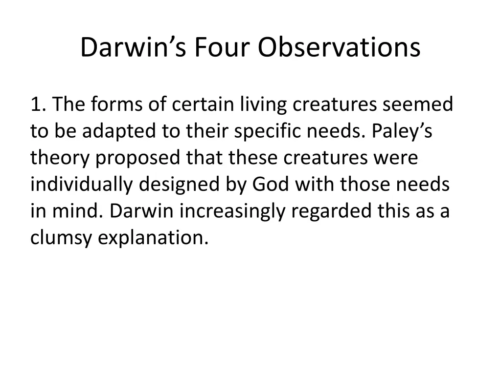 darwin s four observations