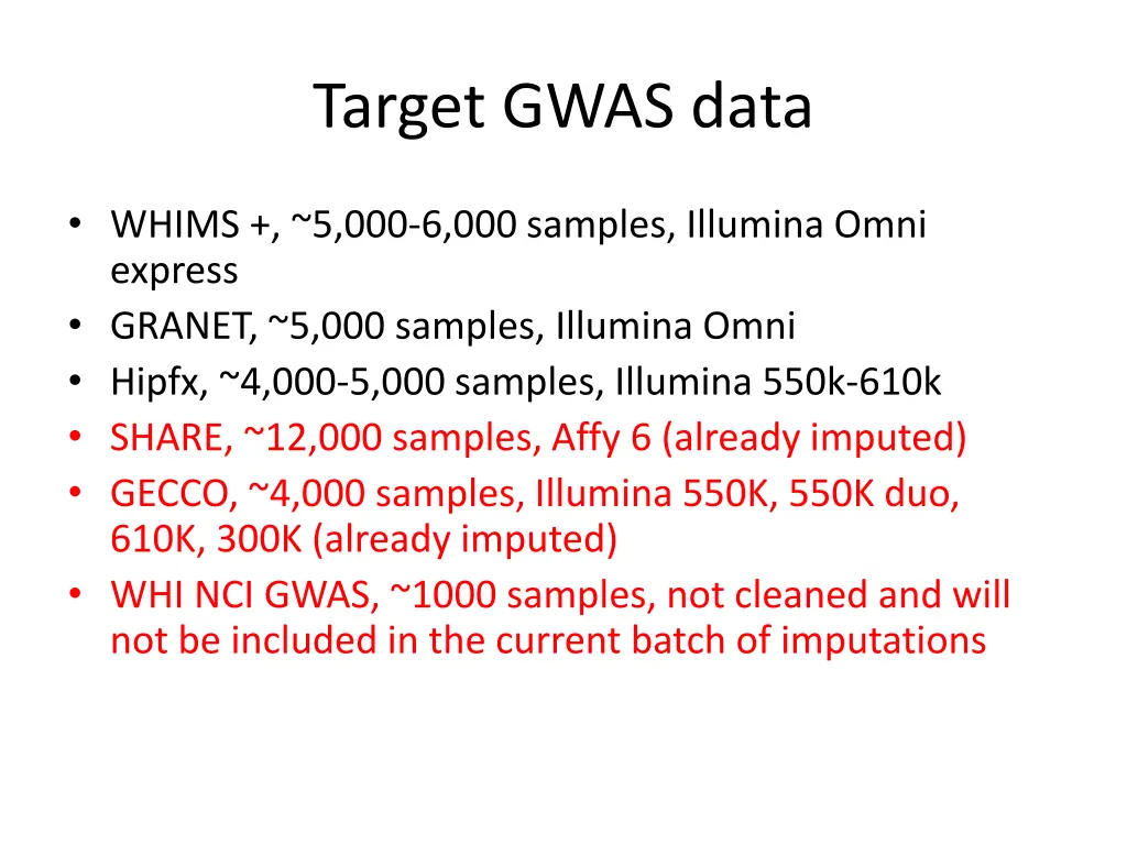 target gwas data