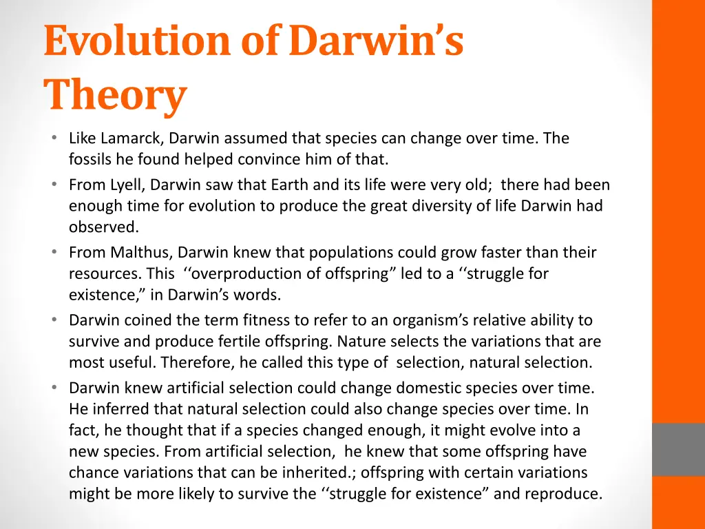 evolution of darwin s theory like lamarck darwin