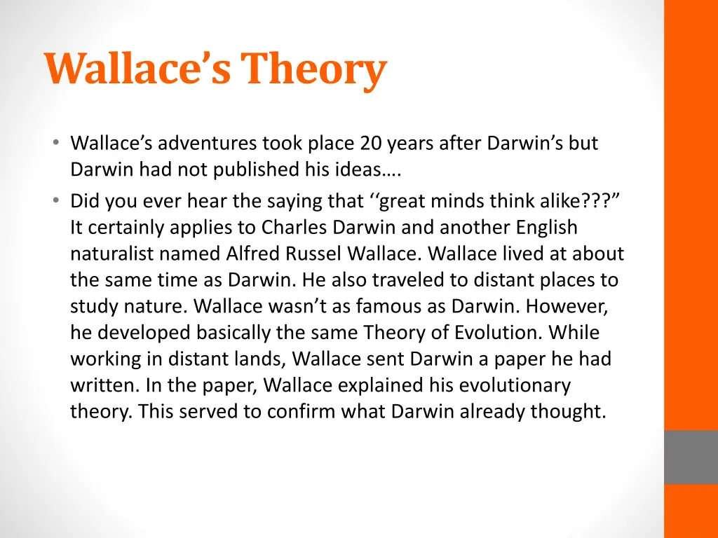 wallace s theory