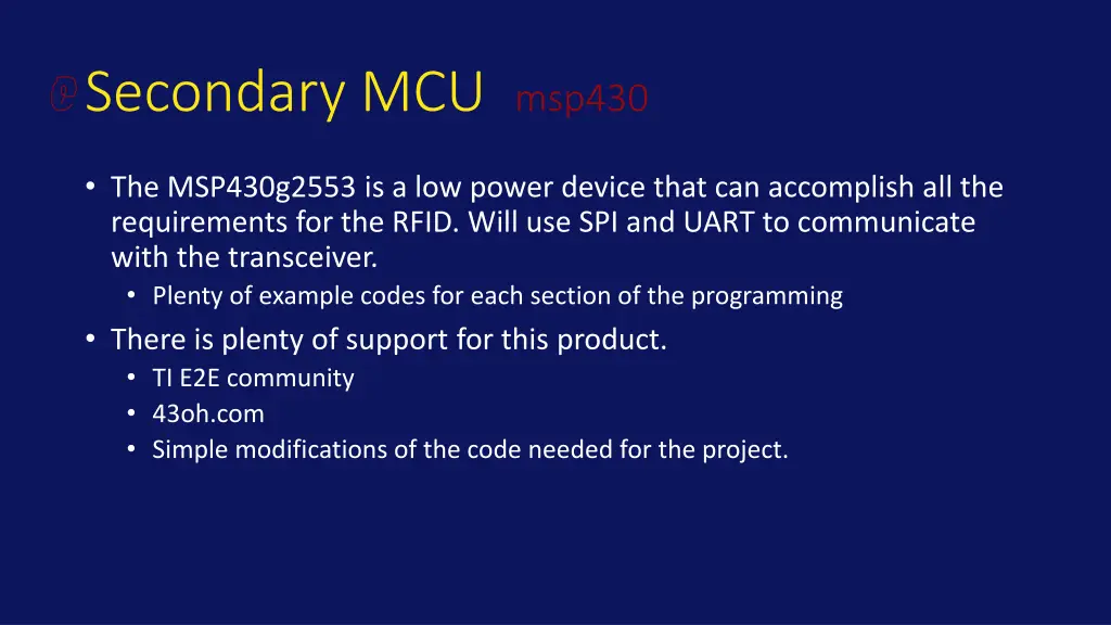 secondary mcu msp430