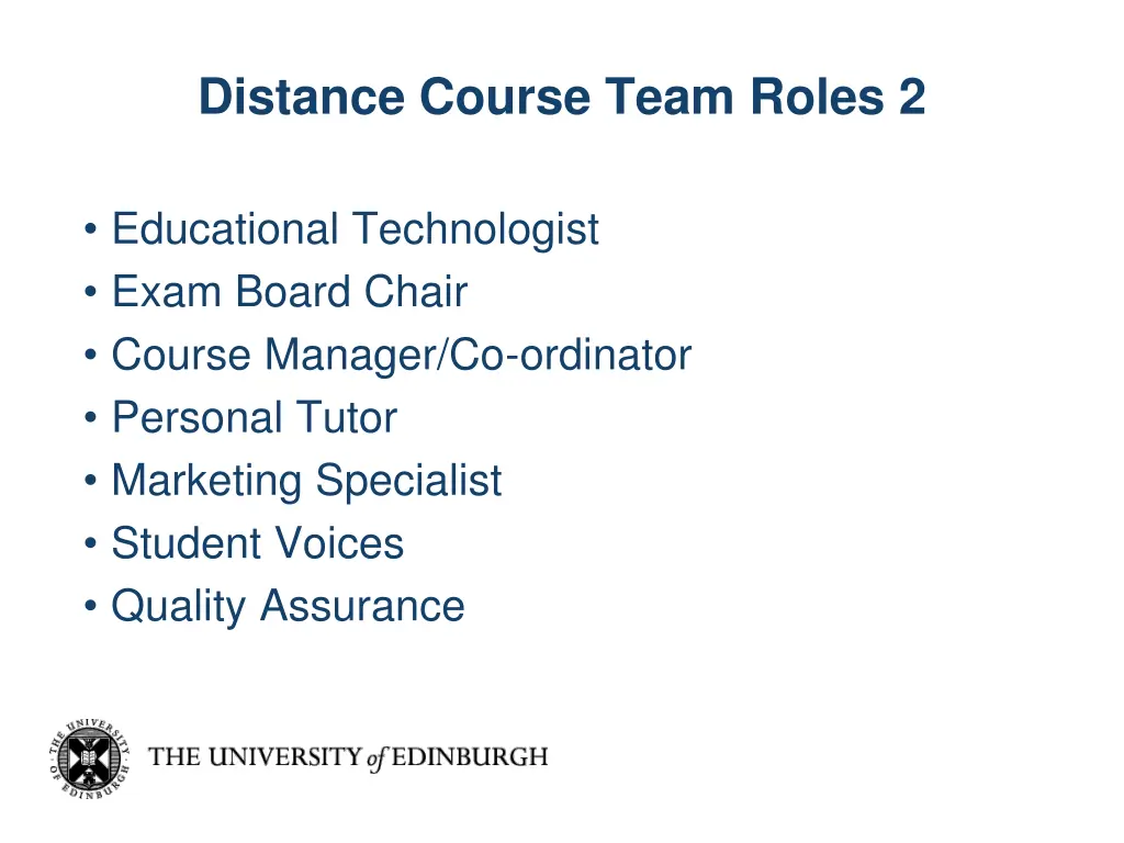 distance course team roles 2