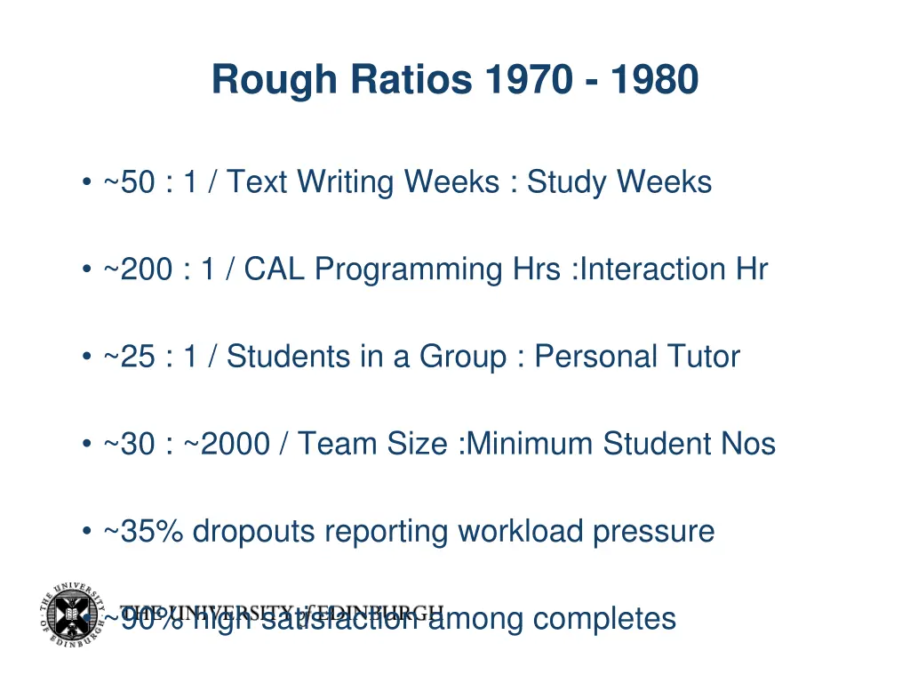 rough ratios 1970 1980