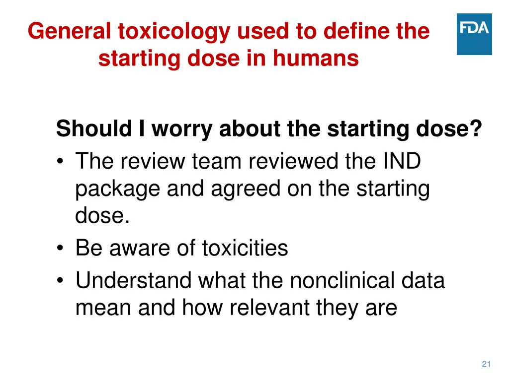 general toxicology used to define the starting