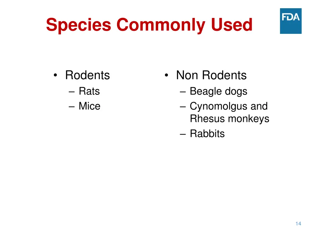 species commonly used