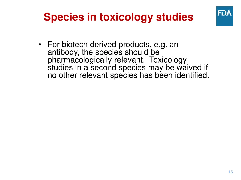 species in toxicology studies