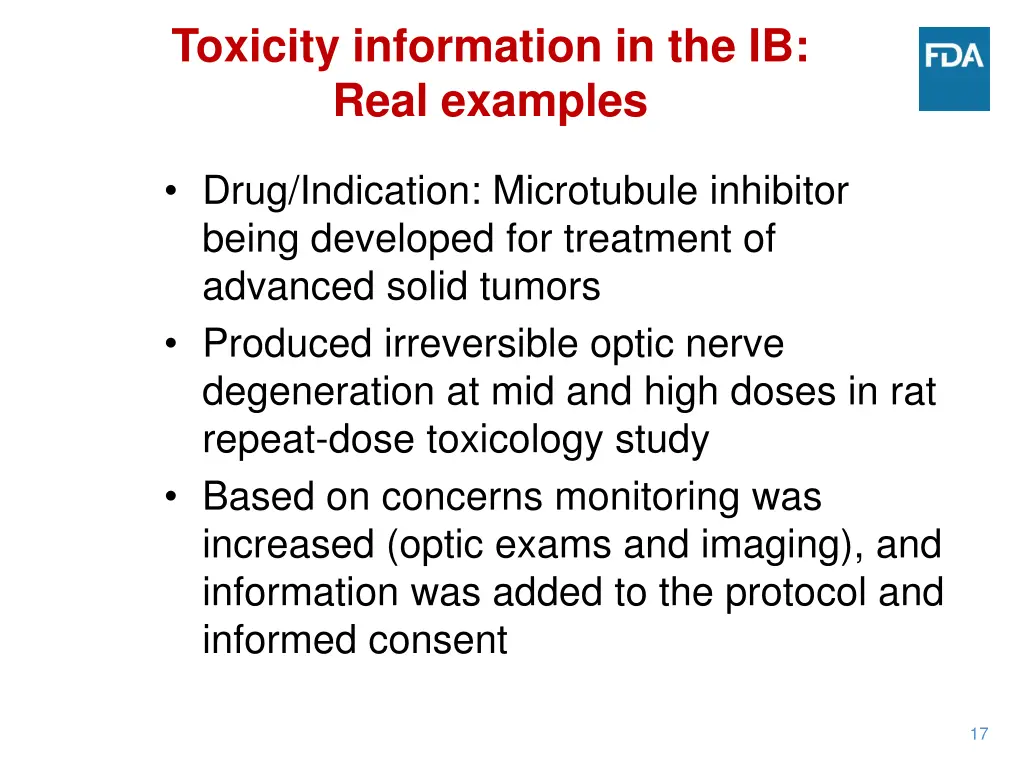 toxicity information in the ib real examples 1