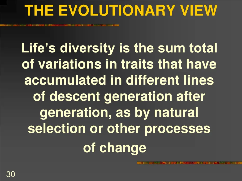 the evolutionary view