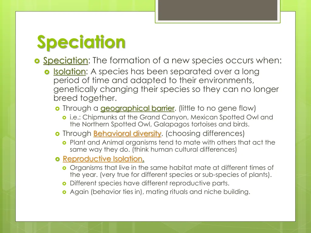 speciation speciation the formation