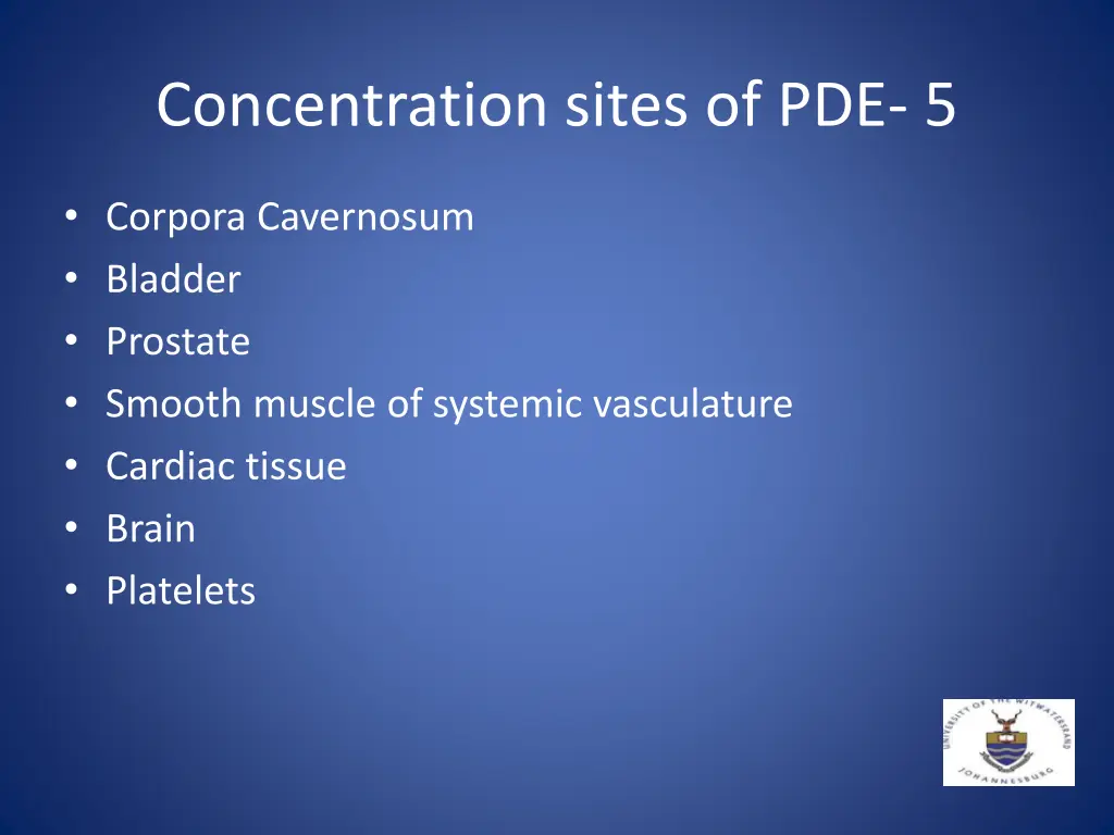 concentration sites of pde 5