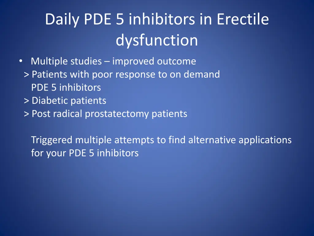 daily pde 5 inhibitors in erectile dysfunction