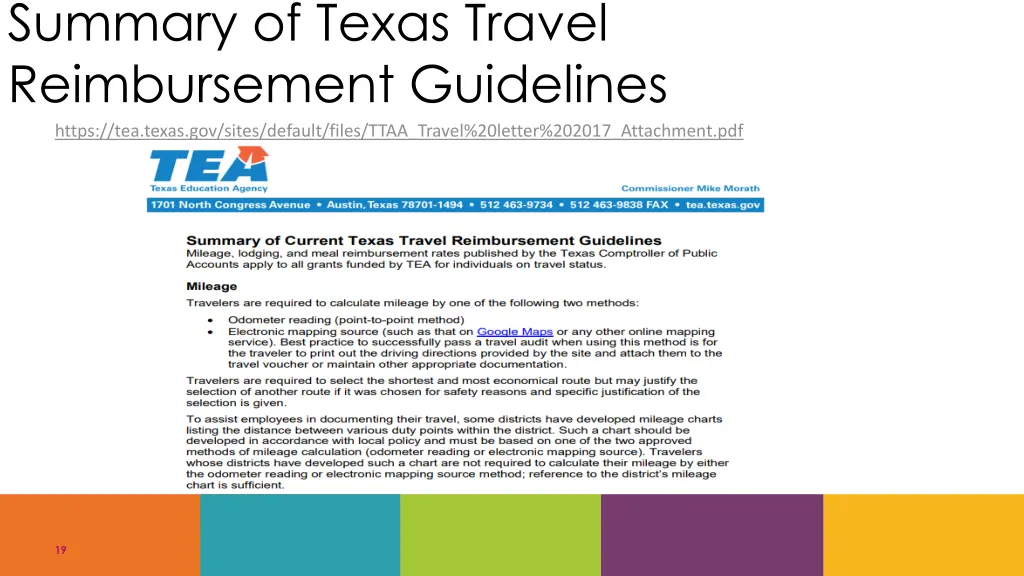 summary of texas travel reimbursement guidelines