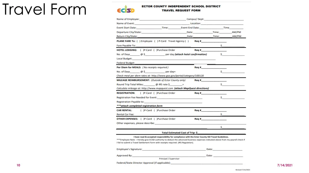 travel form