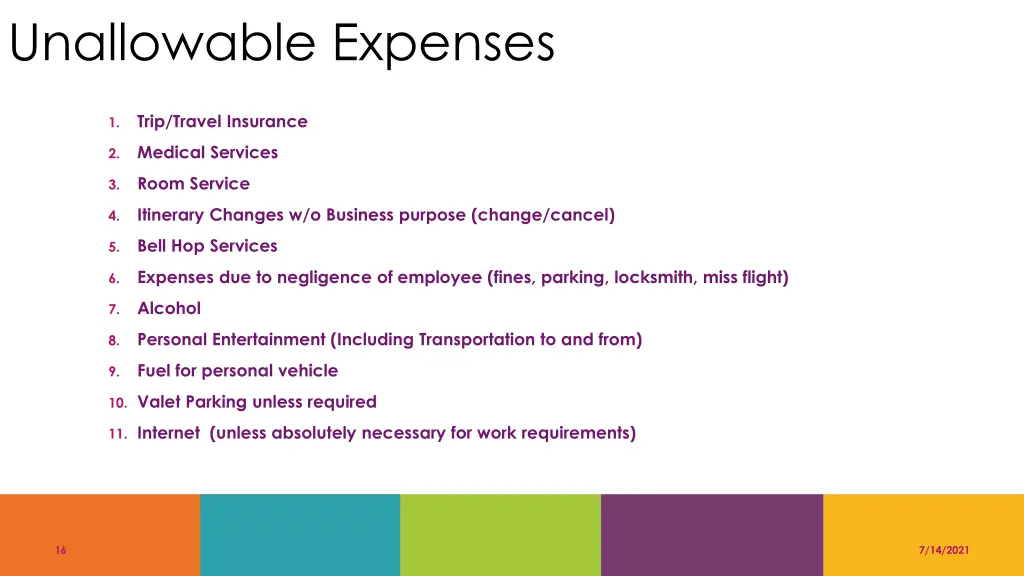 unallowable expenses