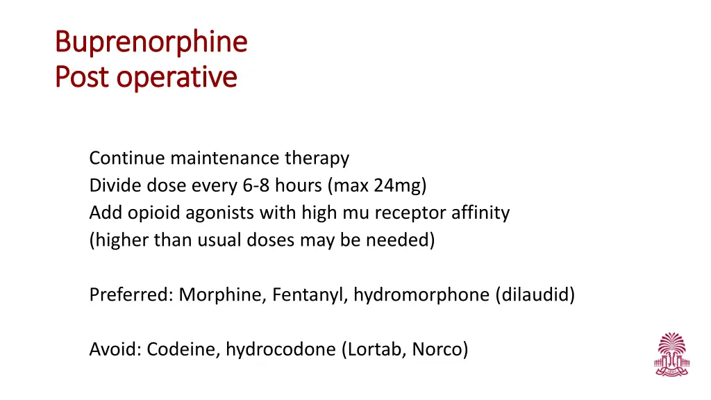 buprenorphine buprenorphine post operative post