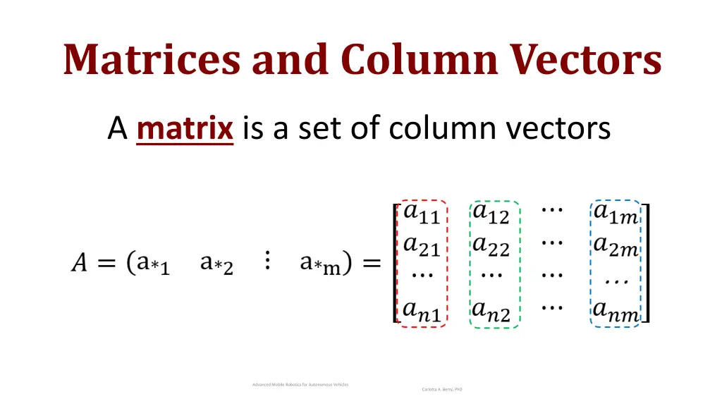 matrices and column vectors