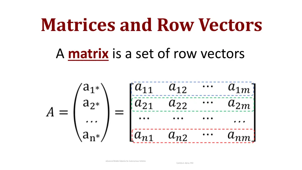 matrices and row vectors