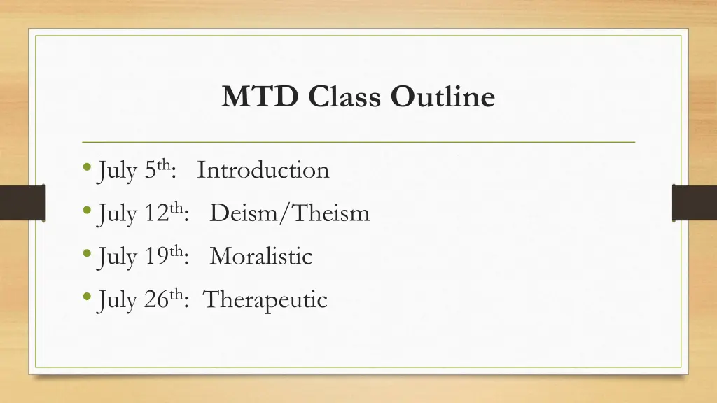 mtd class outline