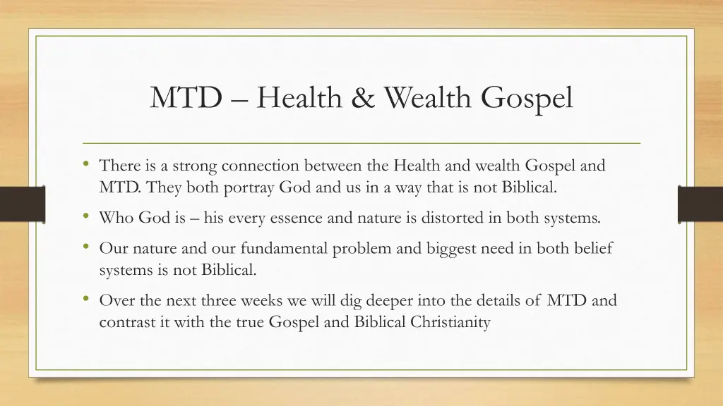 mtd health wealth gospel