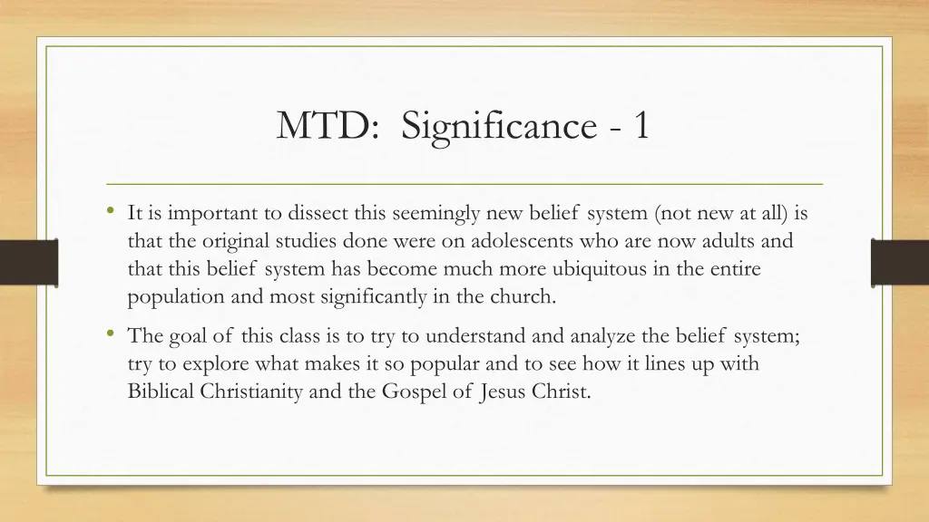 mtd significance 1