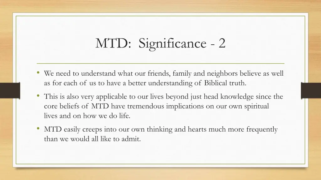 mtd significance 2