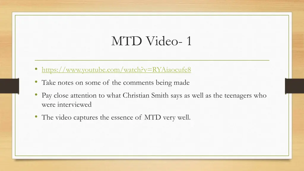 mtd video 1