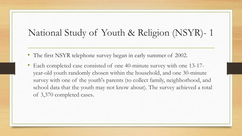 national study of youth religion nsyr 1