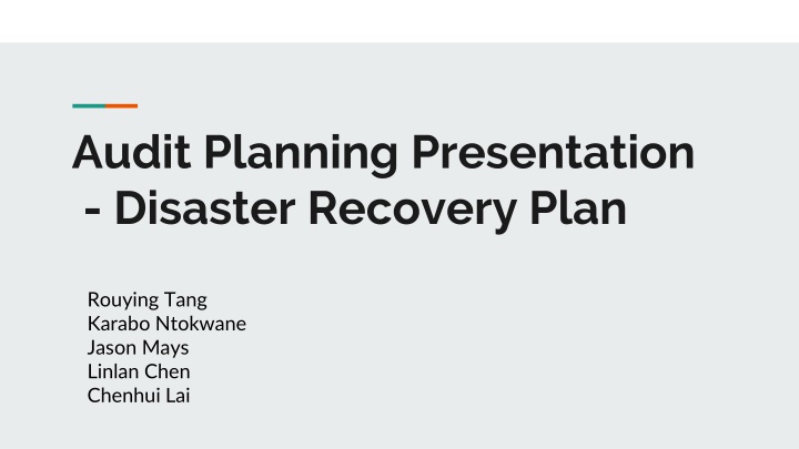 audit planning presentation disaster recovery plan