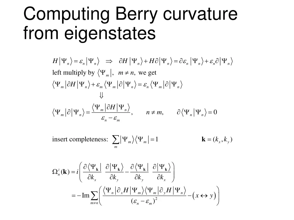 computing berry curvature from eigenstates