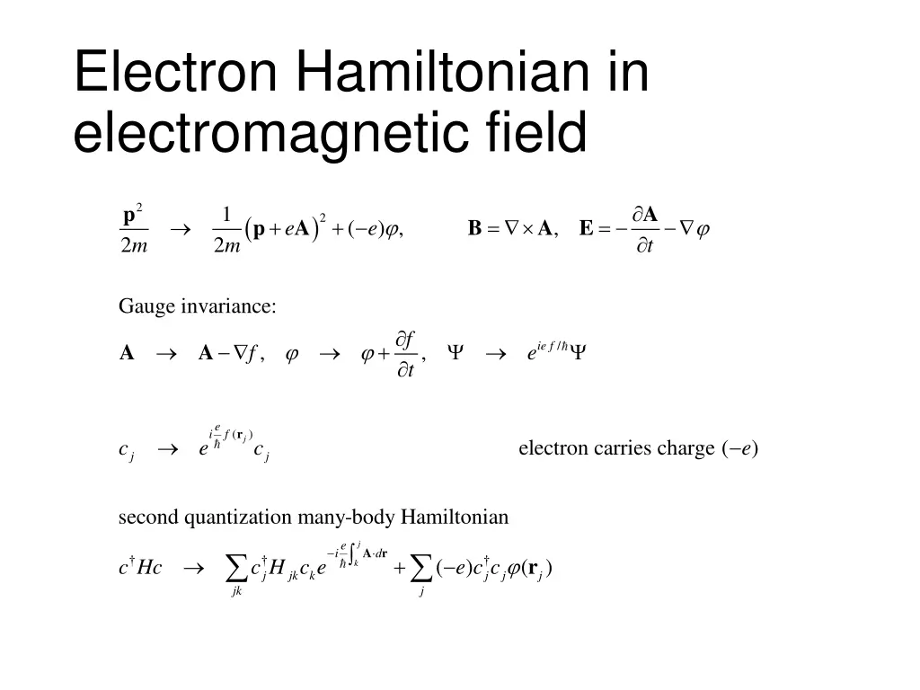 electron hamiltonian in electromagnetic field