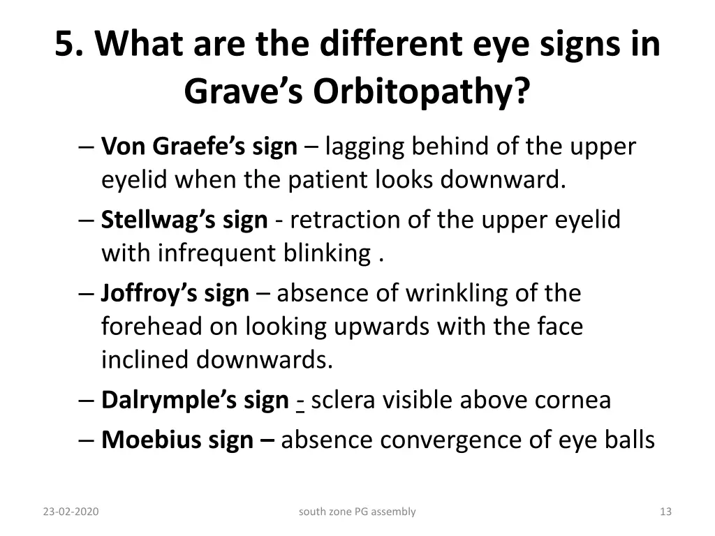 5 what are the different eye signs in grave