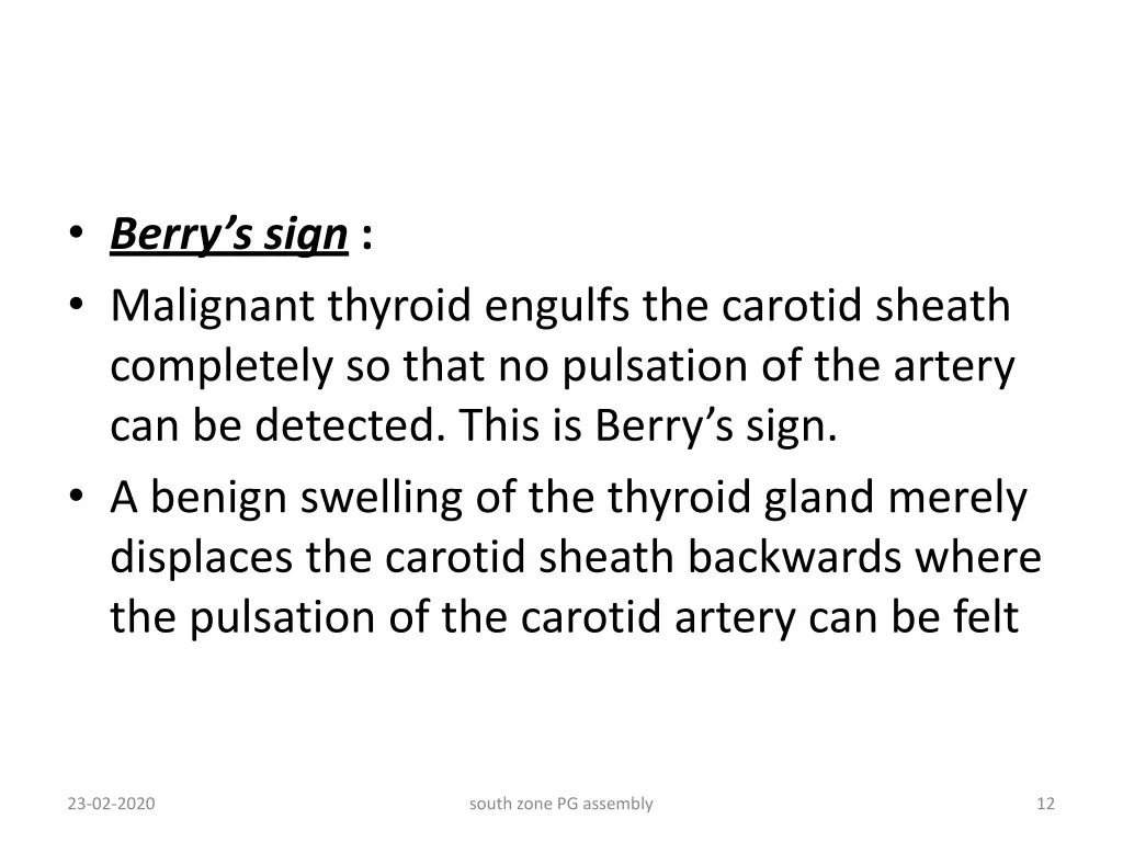 berry s sign malignant thyroid engulfs