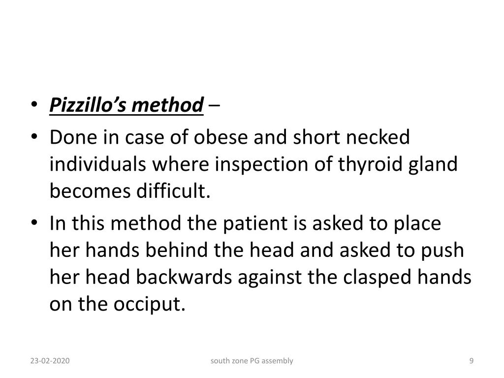 pizzillo s method done in case of obese and short