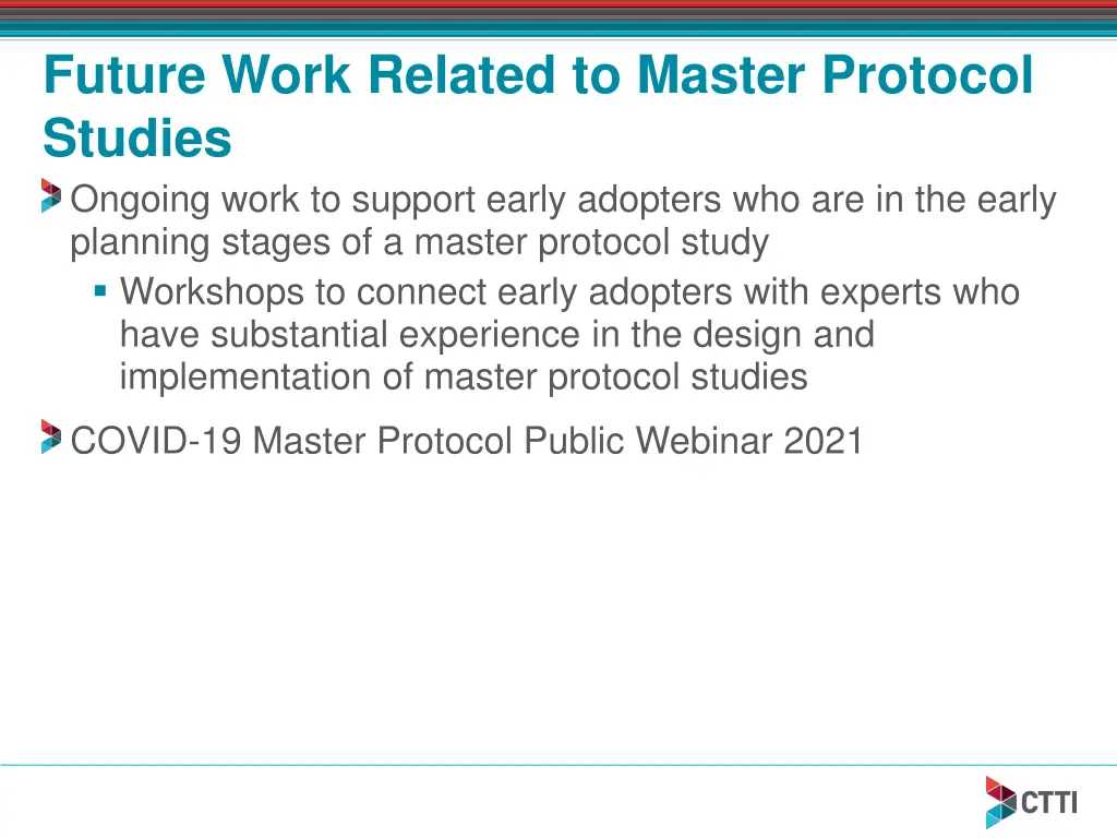 future work related to master protocol studies