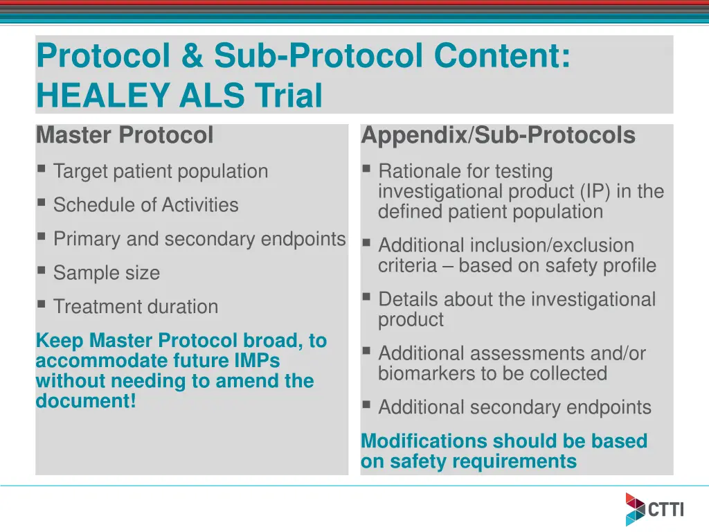 protocol sub protocol content healey als trial