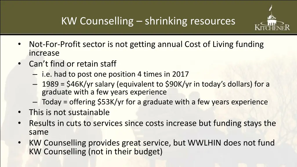 kw counselling shrinking resources