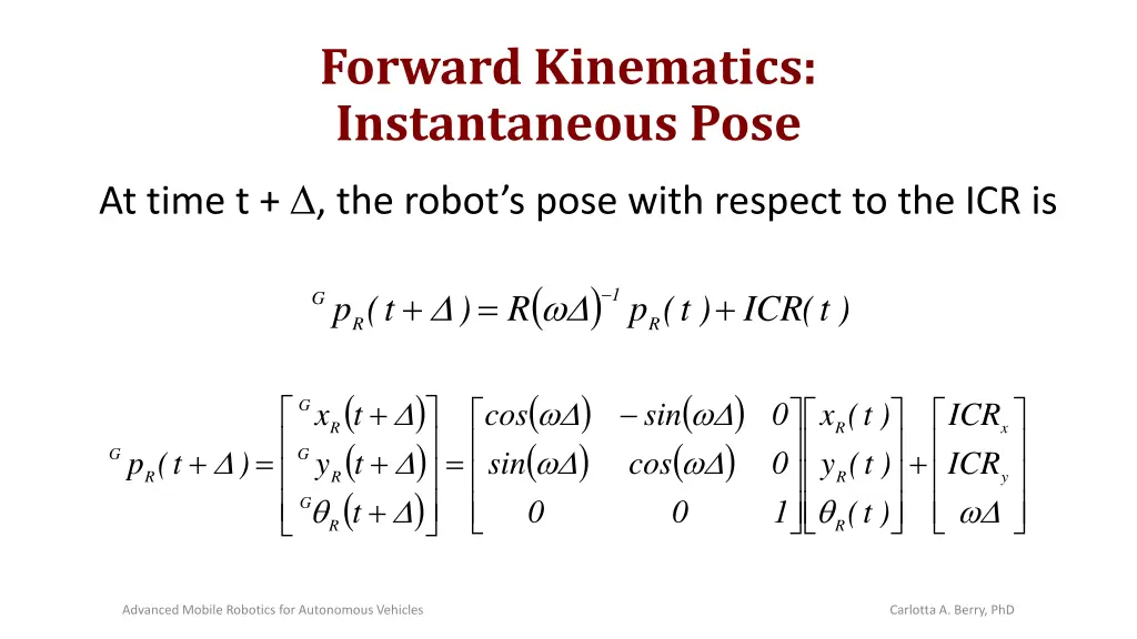 forward kinematics instantaneous pose at time