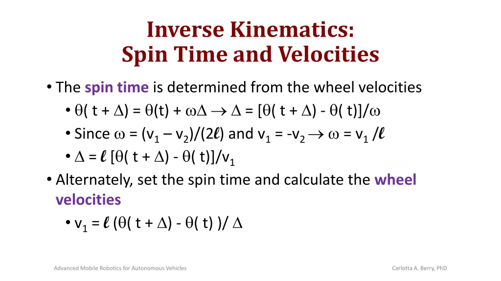 inverse kinematics spin time and velocities