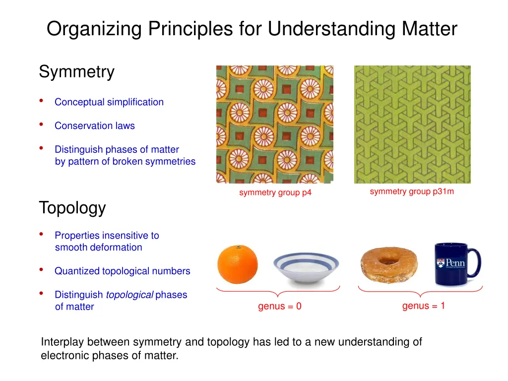 organizing principles for understanding matter