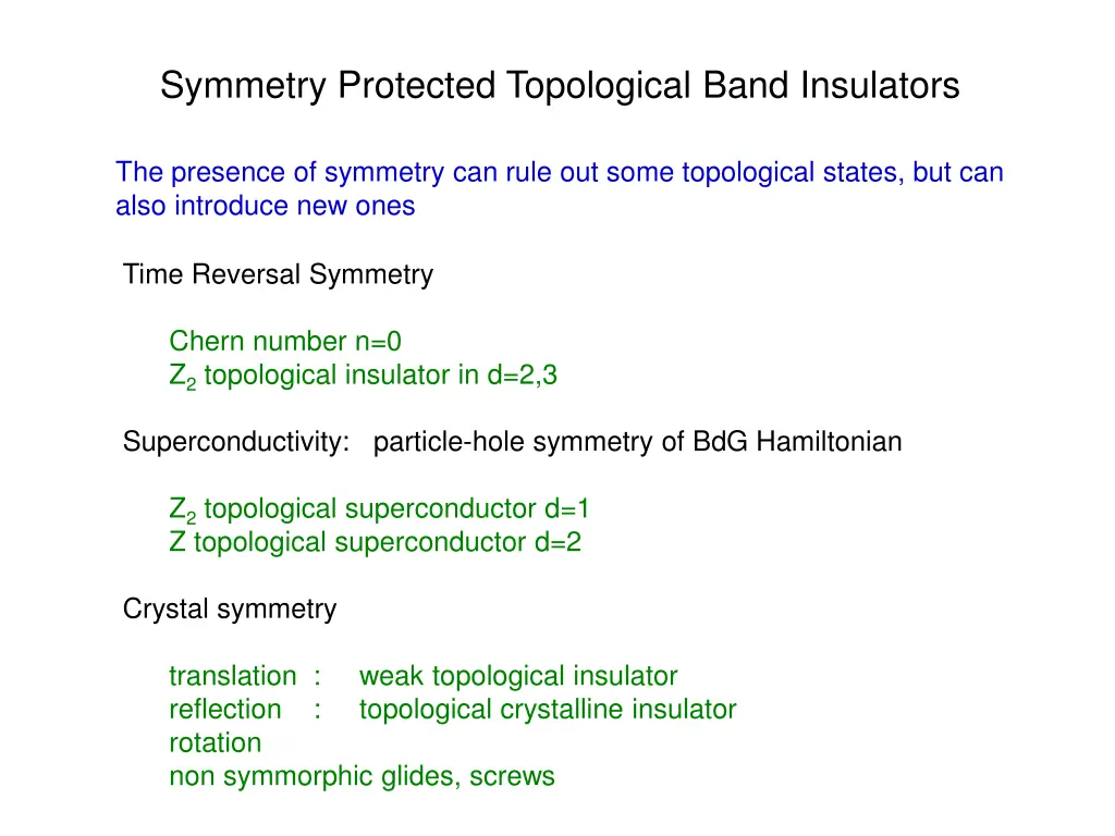 symmetry protected topological band insulators